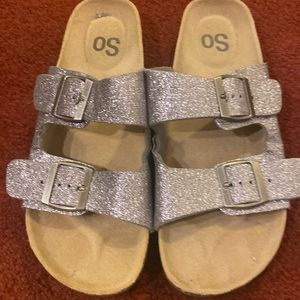Brand new SO silver metallic  sandals
